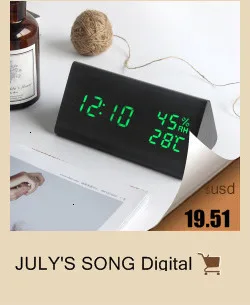 JULY'S SONG USB цифровые часы зеркальный светодиодный будильник электронные ночные огни Влажность термометр лампа Настольные часы Despertador