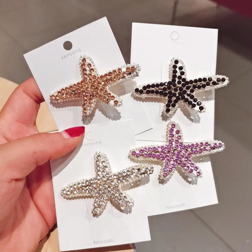 

Hairpins Rhinestones Starfish Hair Clips For Women Sweet Rhinestone Hairpin Hair Accessories Jewelry Lady Barrette