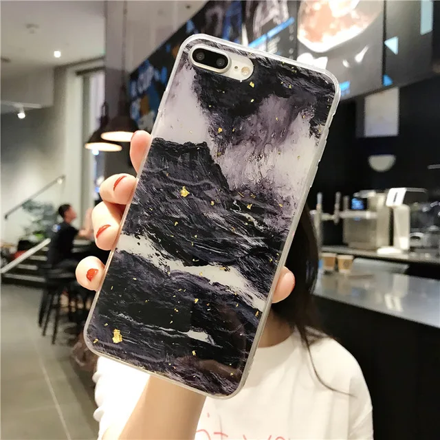 Lovebay чехол для телефона для iPhone 11, 6, 6 S, 7, 8 Plus, X, XR, XS, Max, роскошный блестящий Мягкий ТПУ с золотой фольгой и мрамором для iPhone 11 Pro Max - Цвет: AC7808