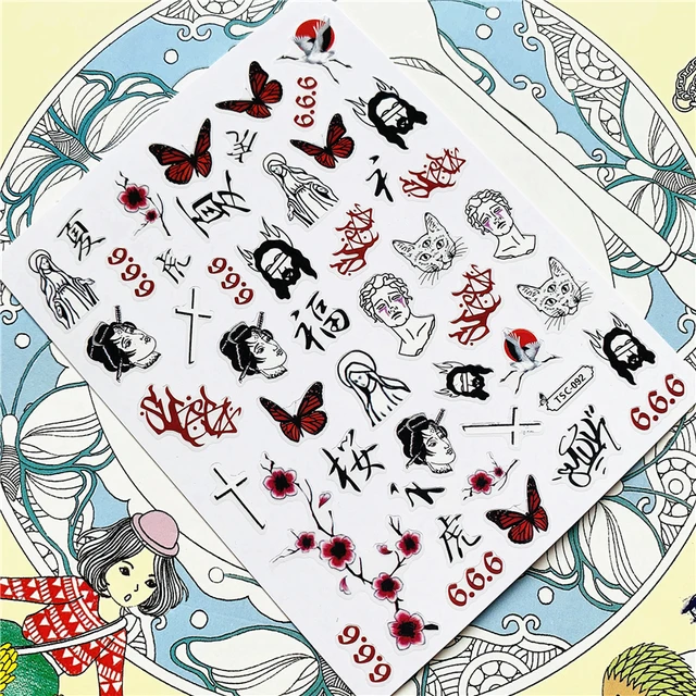 TSC-293 TSC-287 Japanese cartoon anime clown character 3D Back glue Nail Art Stickers Decals Sliders Nail ornament decoration TSC-092 N