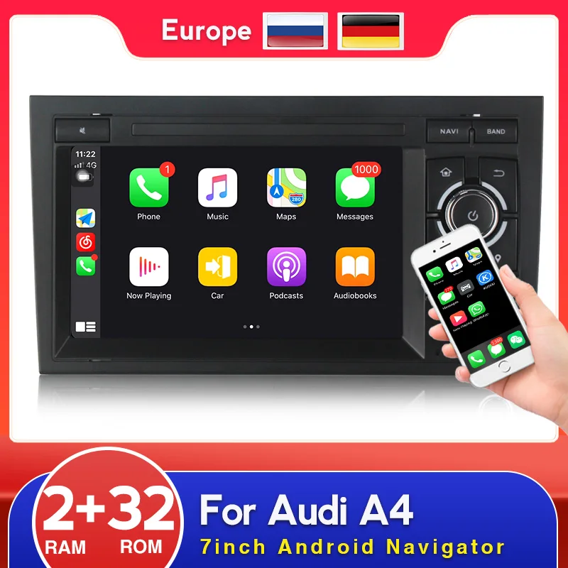 Система Android для Audi A4 автомобильный видеоплеер с 7-дюймовым дисплеем 2 Гб ОЗУ 32 ПЗУ