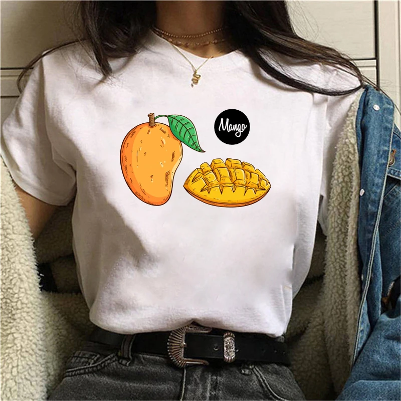 Camiseta de Mango fresco para mujer, Tops de los 90, moda Harajuku Ulzzang, gráficas para ropa mujer 2021|Camisetas| - AliExpress