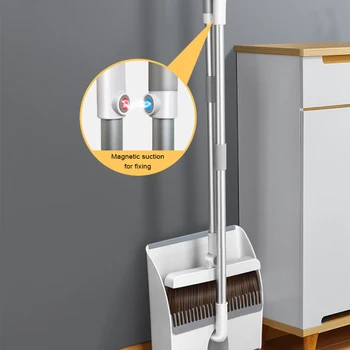 

Upright Broom And Dustpan Set Home Magnetic Broom Combination Cleaning Hair Artifact Bathroom Non-stick Hair Sweeping Floor