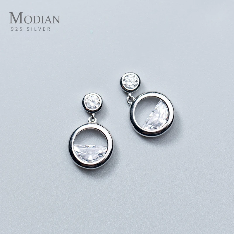 

Modian Sparkling Round Irregular Clear Zircon Drop Earrings Gold Color Dangle Ear 925 Sterling Silver Fashion Wedding Jewelry