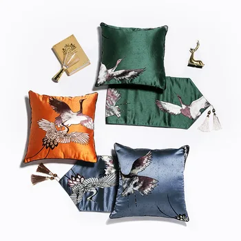 

New Chinese Classical Crane Jacquard High-end Pillowcase Home Decoration Accessories Cojines Decorativos Para Sofa