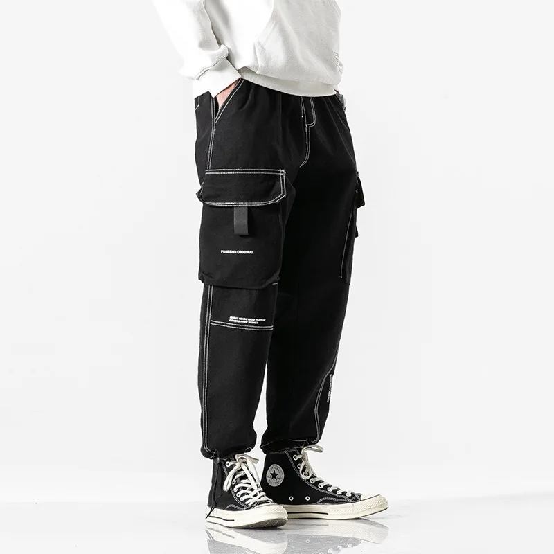 

Wesley Studio 2020 Spring Oblique Open Wire Printed National Trends Bib Overall Men's Japanese-style Casual Pants Men's Trousers