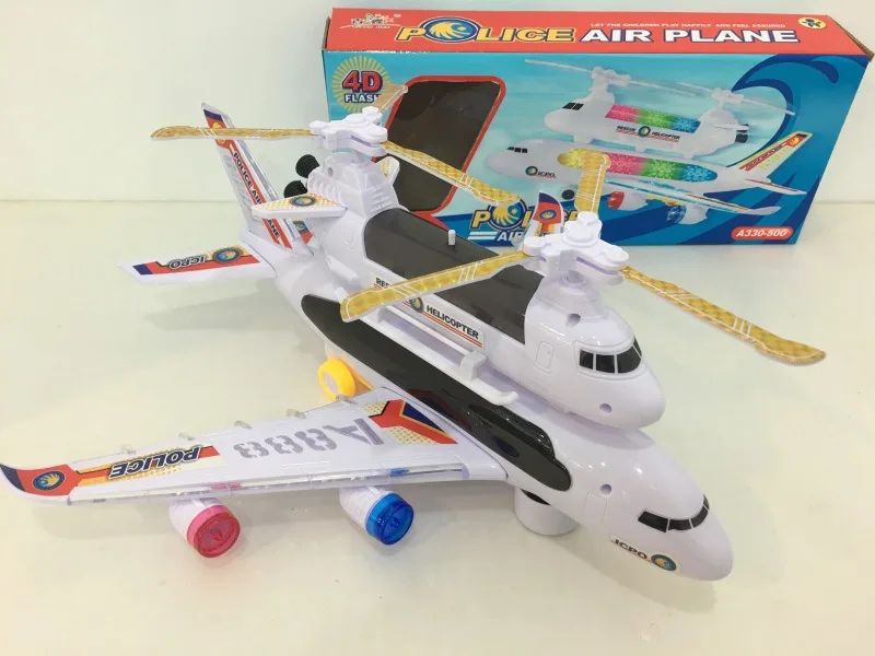 

Children Electric Double Layer Music 3D Light Airplane Transport Stall Hot Selling Universal Plane Toy