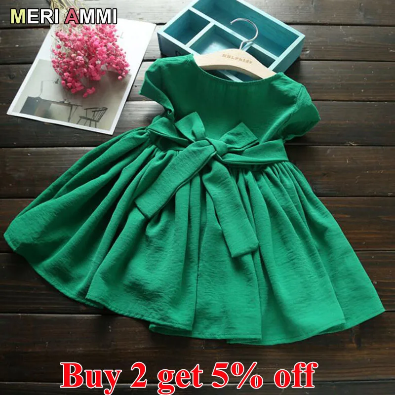 MERI AMMI/детская одежда для девочек красно-зеленые платья с короткими рукавами От 2