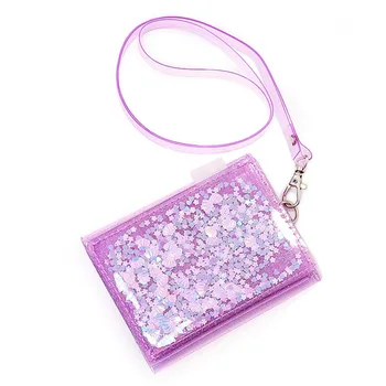 

Cartera Mujer New Fashion Ladies Transparent Glitter Wallet Card Holder Shiny Coin Purse Women Outdoor Travel Lanyard Wallets