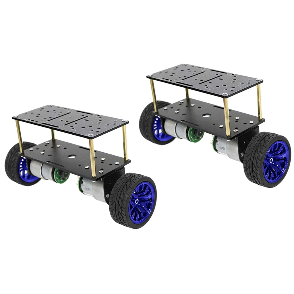 2xDouble-deck 2 W Robot Car Chassis DIY Kits Intelligent Engine Arduino Blue