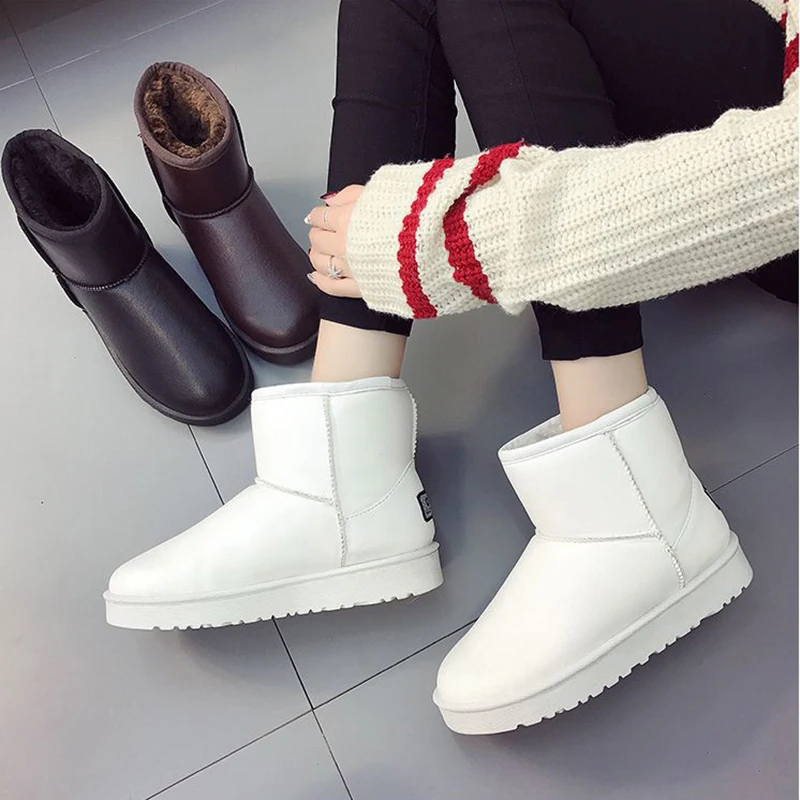 Rimocy/Женская водонепроницаемая теплая зимняя обувь; Мягкие плюшевые ботильоны на платформе; белые кожаные зимние ботинки; женские дизайнерские ботинки в австралийском стиле
