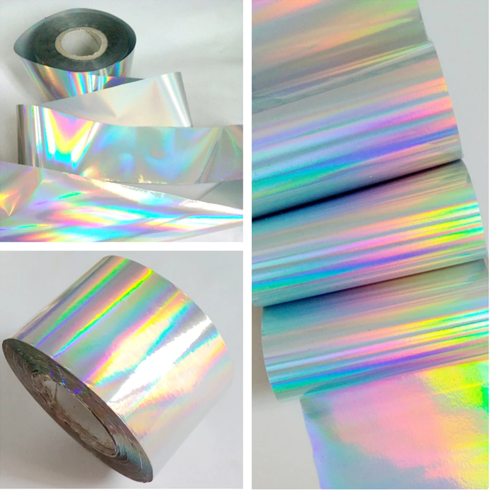 

Wholesale 4CMx120M Holographic Silver Transfer Foil Laser Nail Sticker For Design Colorful Decals Manicure Salon Tips