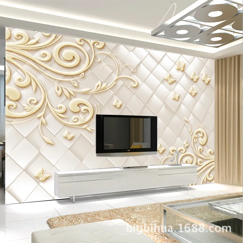 

3D European Style Stereo Relief Decorative Pattern Wallpaper Mural TV Background bi zhi qiang Bedroom Living Room Home And Wall