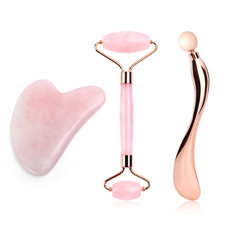 

Natural Facial Beauty Massage Tool Jade Roller Gua Sha Scraper Eye Massager Stick Jade Massager for Face Eye Scraper Set