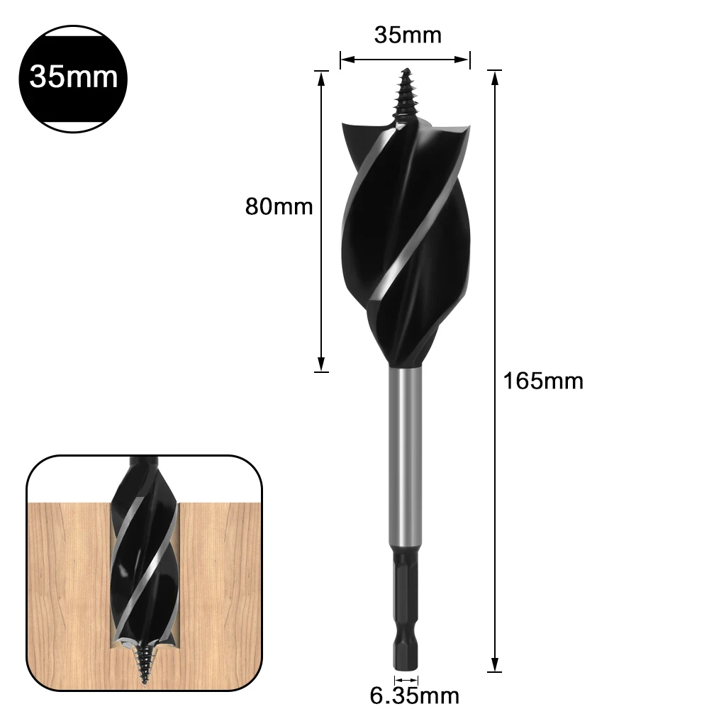 Precision Woodworking Auger Drill Bit Set, 10mm-35mm - Fast-Cutting Carpenter Tool
