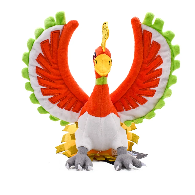 22-28 см Ho-oh Peluche Zapdos Articuno Moltres Ho-oh блестящие плюшевые куклы игрушки животные мягкие чучела PP хлопковые куклы детские рождественские подарки - Цвет: 25cm Ho-oh