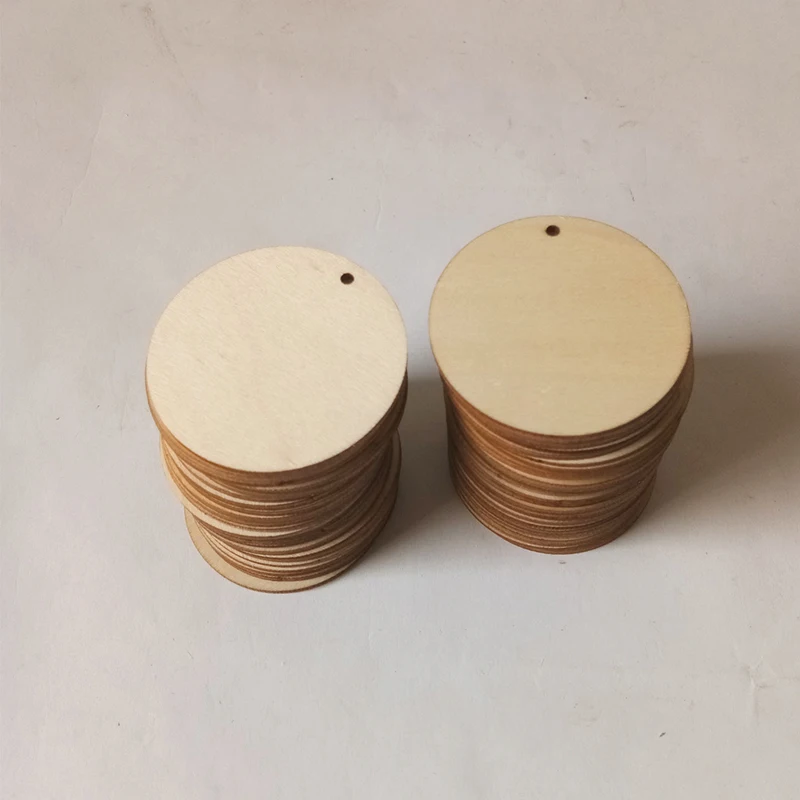 

50pcs Wood Flat Disc 2cm 3cm 4cm 5cm Wedding Birthday Party Rounded Wood Flat Disc Home DIY Parties Decor