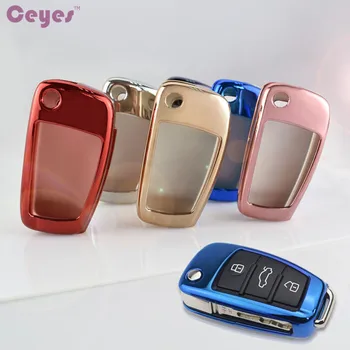 

Auto Car Styling Protective Holder Shell Remote Cover Folding Key Sets Sticker Case For Audi A1 A3 A4 A5 Q7 A6 C5 C6 Accessorise