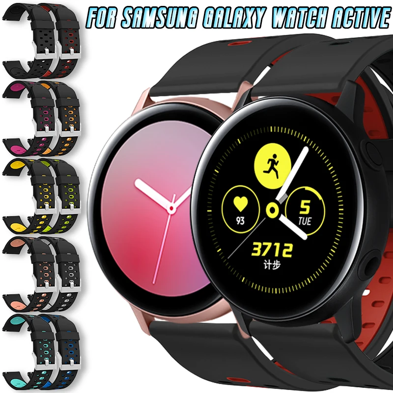 

Ремешок силиконовый для смарт-часов Samsung Galaxy Watch Active/Active 2, сменный спортивный браслет двойного цвета, аксессуары, 20 мм
