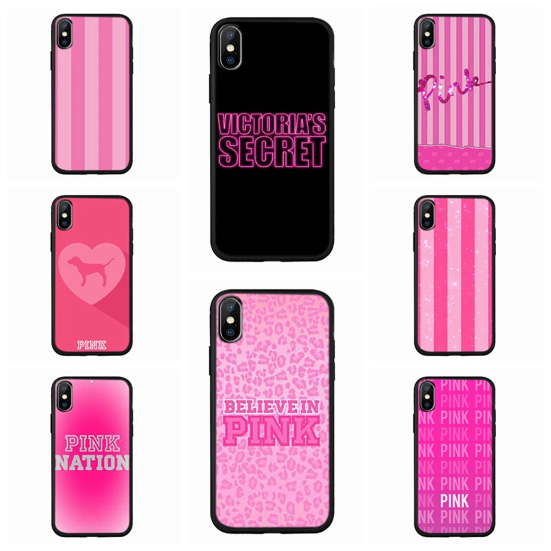 

Soft Cover Case For iPhone X XR XS 11 11Pro 7 8 Plus Grid Pink Pattern Phone Cases Fundas For iPhone XS Max B66