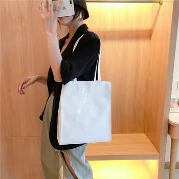 

Women's fashion white korean style women shoulder shopping bag designer luxury summer vintage Crocodile pattern leather handbag