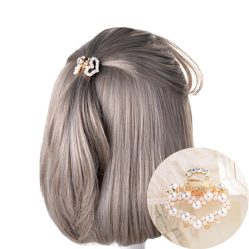 

South Korea Small Imitation Pearl Grip Headband Women's 2019 New Style Adult Short Hair Headwear And Hairpin Back of the Head Ba
