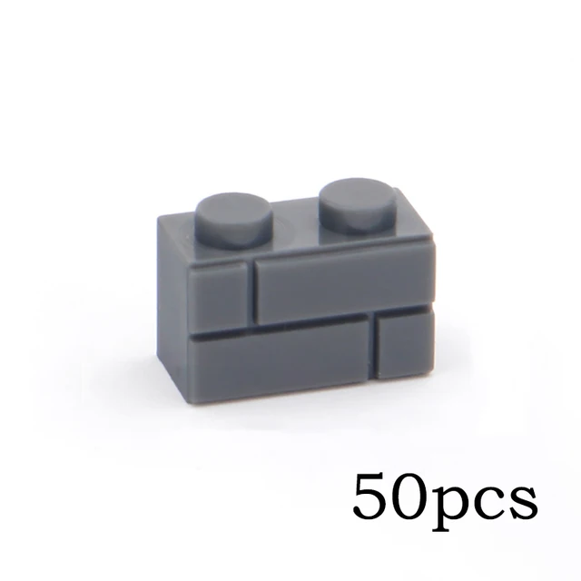 DIY Building Blocks Wall Figures Bricks 1x2 Dots 50/100PCS Educational Creative Toys for Children Size Compatible With 98283 Dark Gray 50pcs