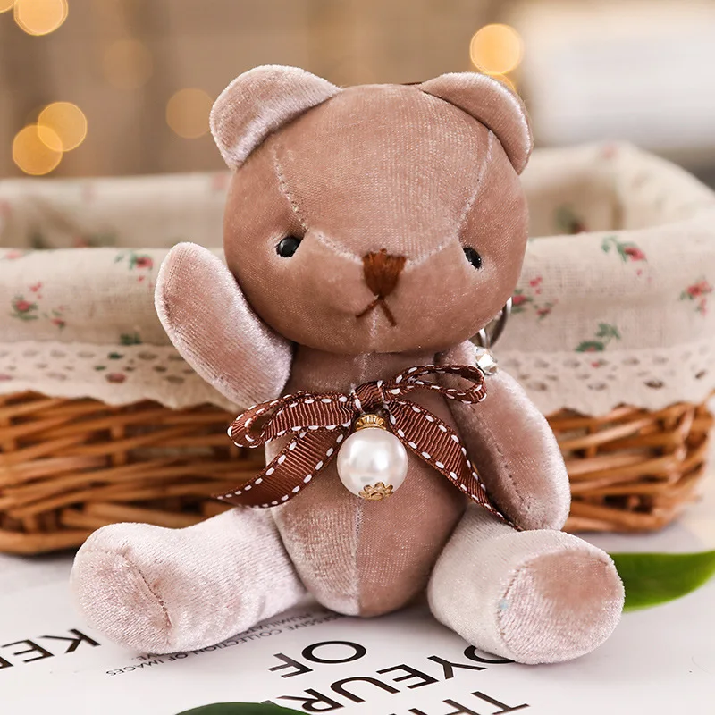 2pcs 15cm Dorable Plush Animal Shape Bear Keychain Stuffed Colorful Rabbit Pendant Lovely Elephant for Girl and Children Gifts