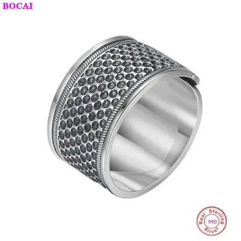 

S999 sterling silver auspicious cloud ring male wide personalized pure Silver Ring 2020 new Thai silver retro craft fashion ring