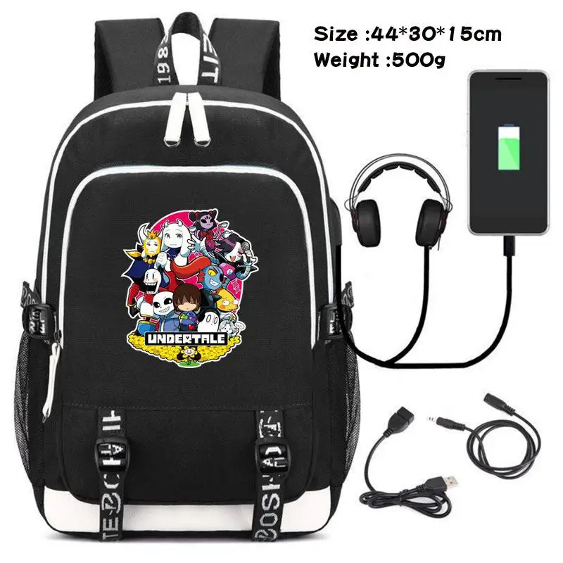 Игра Undertale Frisk Sans Papyrus рюкзак с принтом мультяшный рюкзак Usb зарядка компьютер Студенческая сумка underale ноутбук дорожная сумка - Цвет: 9
