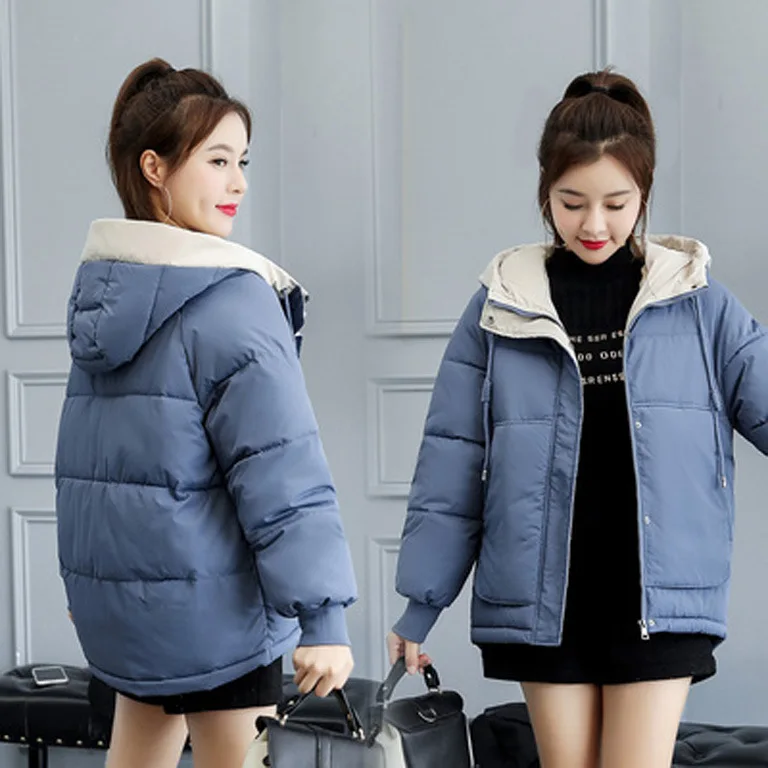 

Photo Shoot Down Jacket Women's Korean-style Door Loose-Fit Students Cotton-padded Clothes Hong Kong Style Cotton Coat down Coat