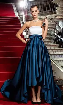 

Top White Skirt Teal Evening Dresses Strapless Floor Length Vestido Longo Festa Elegant Lkong Formal Party Gown Abendkleider