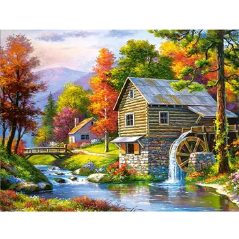 

Diamond Embroidery Landscape Handmade Diamond Painting Village Needlework Mosaic Cross Stitch Home Decor