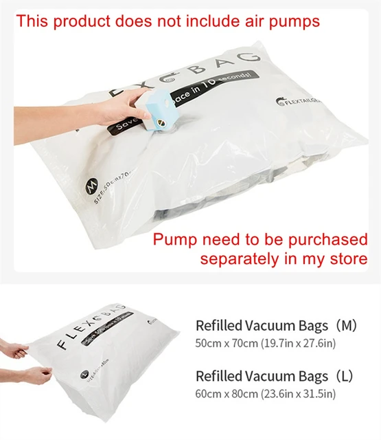 FLEXTAIL Vacuum Bag Set - 4 Pack Sealer Bags for Clothes S+M+L / 12-Pack