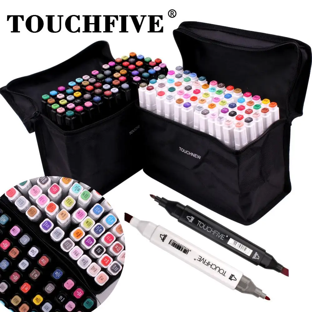 

Touchfive Alcohol Brush Markers Double Tipped Sketch Markers for Kids, Artist Art Markers, Adult Coloring and Illustration