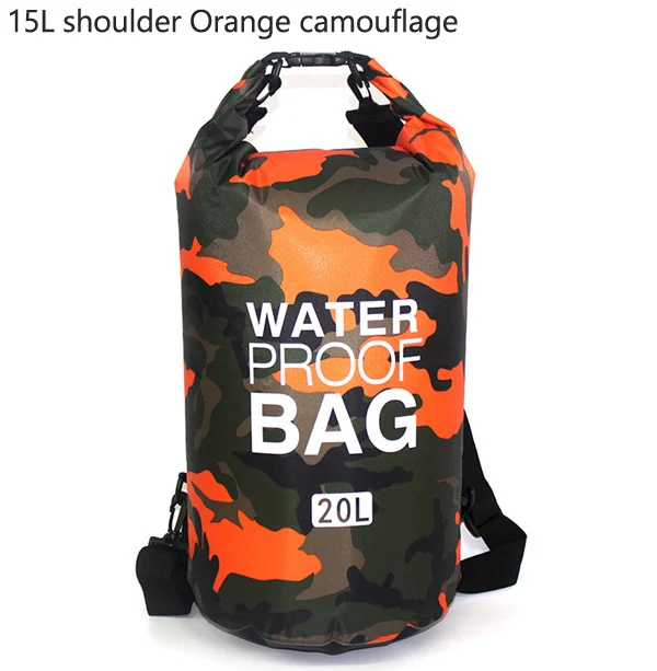 5L/10L/20L/30L камуфляжная уличная сумка Портативная рафтинг водонепроницаемая сумка мешок для плавания сумка для воды треккинг - Цвет: Orange 15L