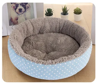 

Soft Short Plush Round Dog Bed Cat Cot Breathable Print Puppy Cushion for Small Dogs Cats Bed House Pet Supplies
