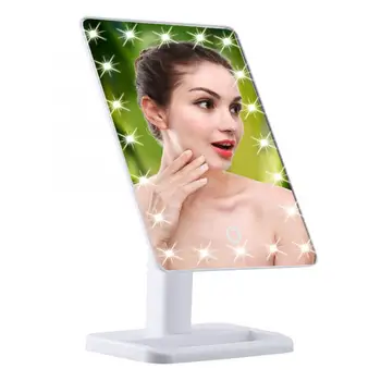 

20 LED Touch Screen Makeup Mirror Illuminated Makeup Stand Mirror Desktop Lighted Cosmetic Mirrors White Lighted Mirror a