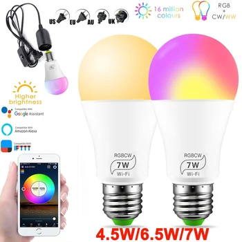 

E27 Smart Bulb Home Lighting Lamp 4.5W 6.5W 7W Magic RGB+White LED Change Color Smart Light WIFI Lamp Dimmable IOS /Android D25