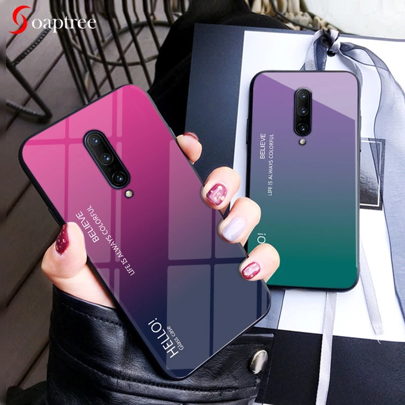 

Gradient Tempered Glass Case for OnePlus 7 Pro 6T 6 5T 5 Cases luxury Silicone Back Phone Case On For One Plus 7 Pro 5T 6 6T 5