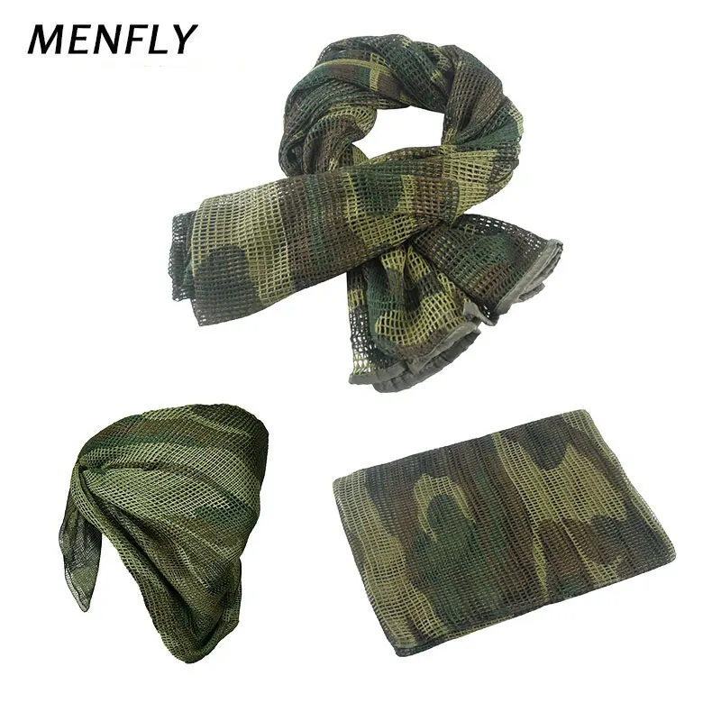 

MENFLY Outdoor Camouflage Series Big Scarf Hunting Accessories Jungle Camouflage Turban Desert Army Fan Multi-purpose Headscarf