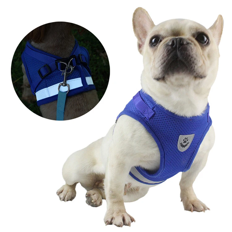 Correa de arnés para perros pequeños y grandes, chaleco con correa reflectante, transpirable, ligera, de poliéster, para cachorros y gatos