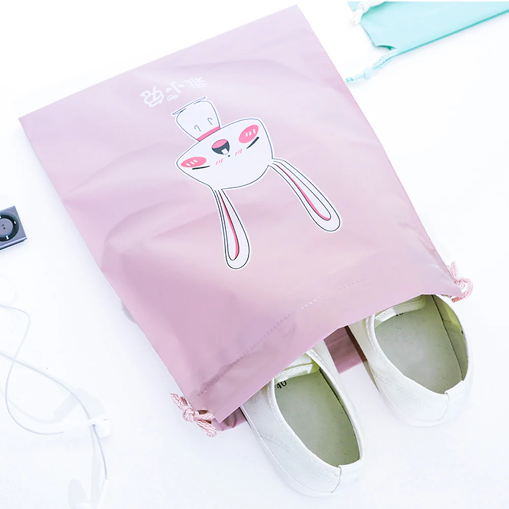3Pcs Rabbit Panda Bear Drawstring Clothing Shoes Bag Closet Underwear Sorting Travel Bag Clothes Towel Waterproof Pouch