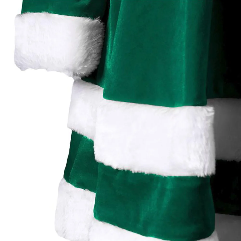 Beste Winter Kerst Jurk Vrouwen Lange Mouw Patchwork Velvet Party Jurken Kerstman Cosplay Kostuum Groen Rood Herfst Jurk Gewaden