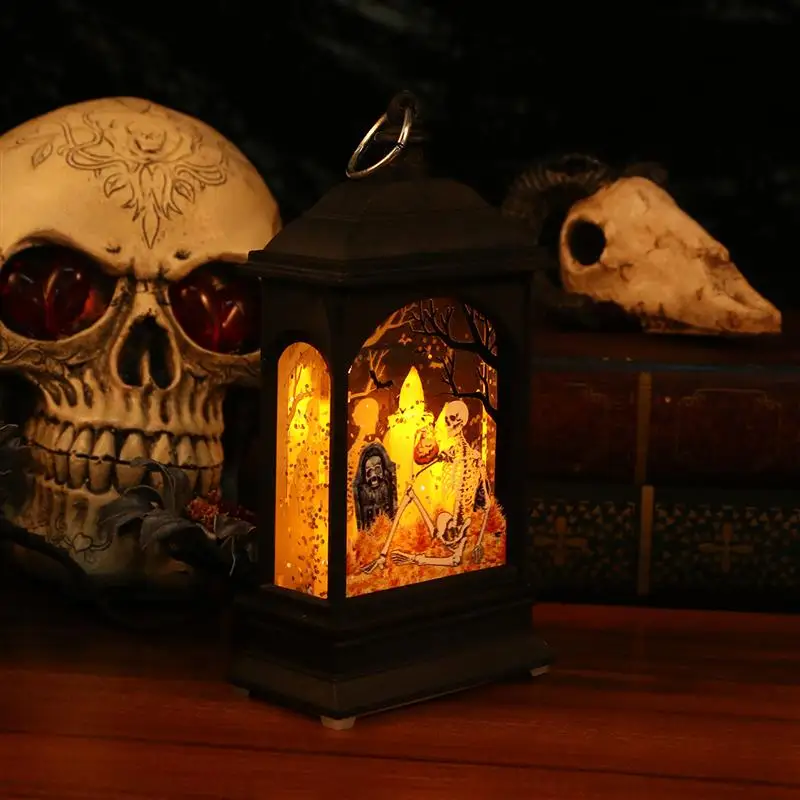 Хэллоуин Светодиодный настольный фонарь типа «летучая мышь» креативный подвесной декоративный ночник Скелет лампа с узором для дома двора Вечерние
