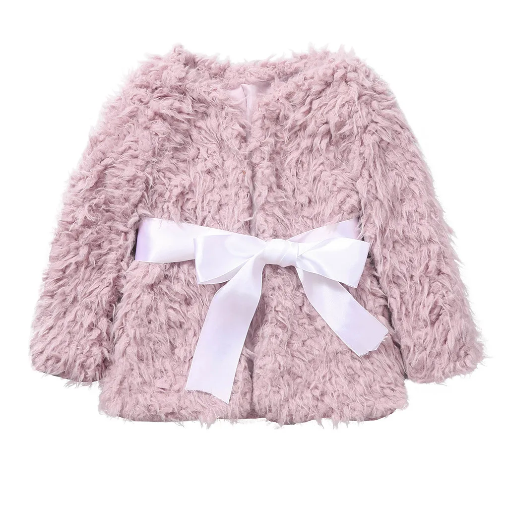 Toddler Kids Baby Girl Winter Fleece Faux Fur Warm Cardigan Coat Outwear Tops