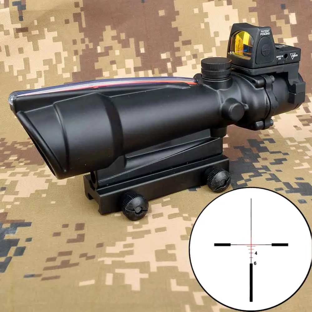 5X35 ACOG охотничий прицел BDC шеврон Подкова Сетка оптические прицелы с красной точкой для тактической винтовки cal. 223. 308 - Цвет: Синий