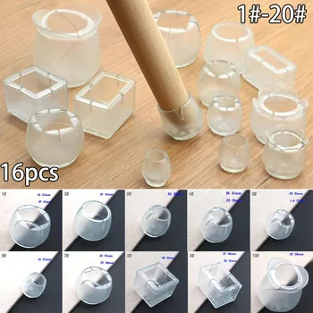 

16x Silicone Rubber Chair Leg Feet Pads Furniture Covers Floor Protector For Square Shape Table Leg Cover