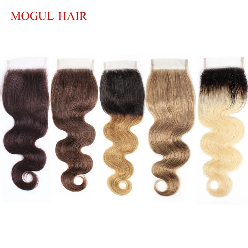 Mogul Hair Color 8 Ash Blonde Dark Brown Remy Human Hair Closure