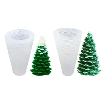 

2pcs/set 3D Christmas Tree Silicone Candle Mold Soap Clay Making DIY Cake Decorating Baking Mould Tool